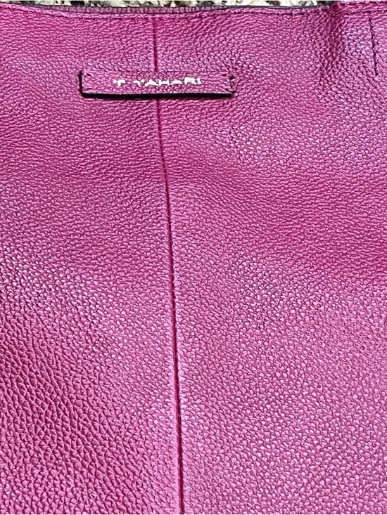 T TAHARI Bloodstone Leather Large METRO TOTE And Matching Pouch Like New